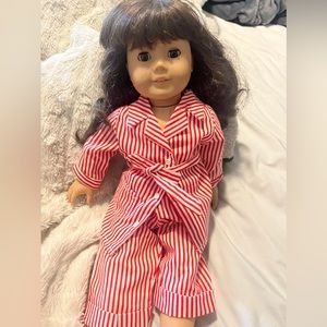 American girl Samantha doll with red and white striped pajamas 1994